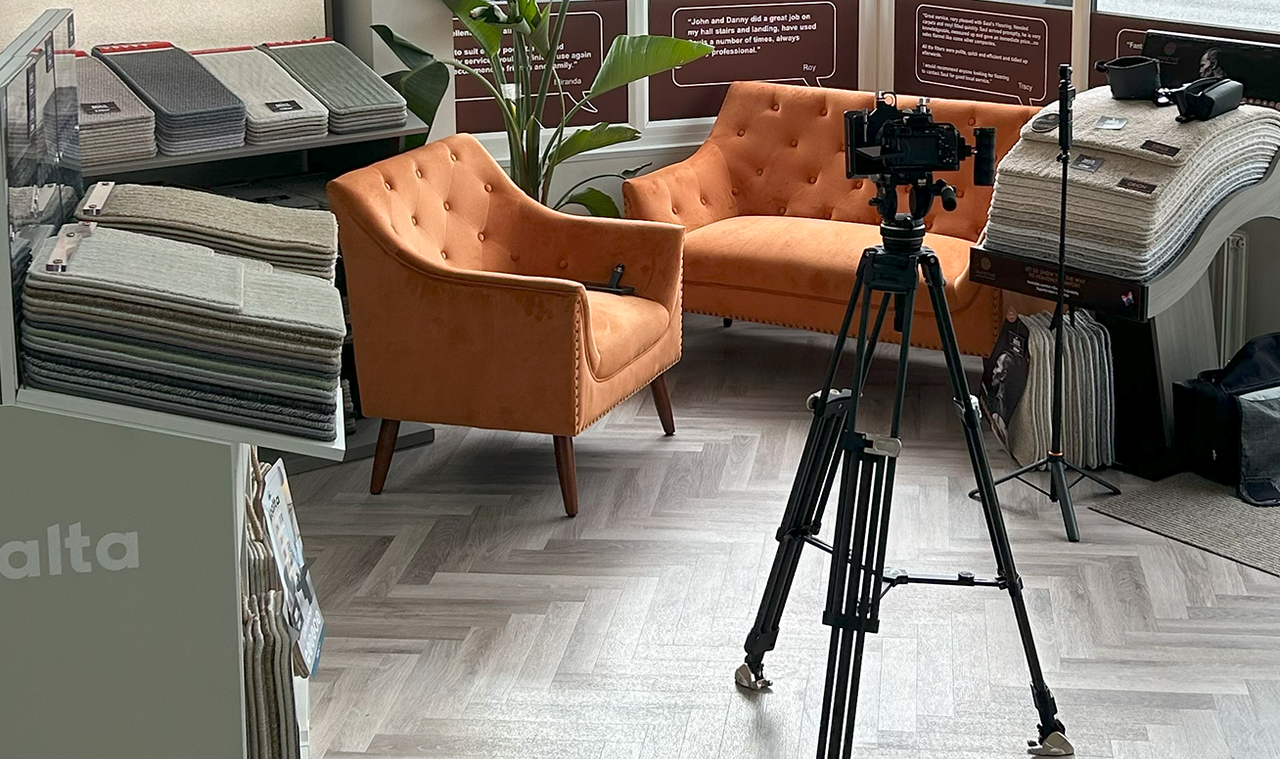 Filming in a client's showroom